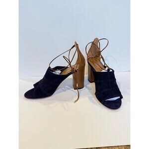 AQUAZZURA Very Eugenie Ink Cognac 36.5 NEW mule heels sandals